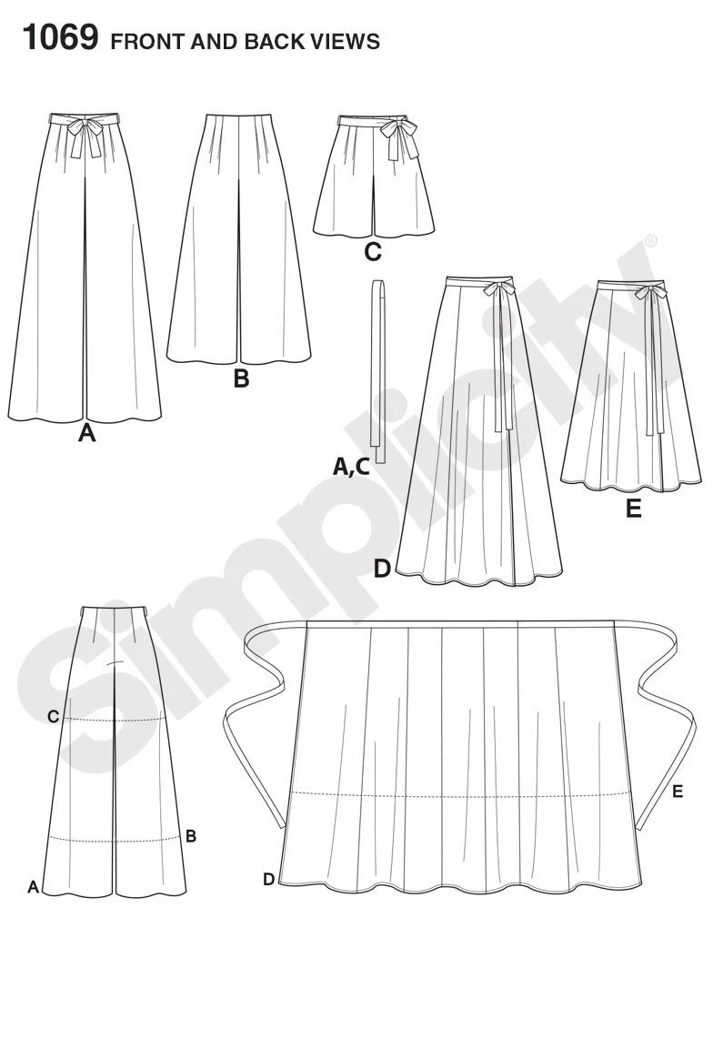 Simplicity Pattern 1069 Wide Leg Pants Or Shorts And Skirts In 2 Lengths 3 Simplicity Pattern 1069 Wide Leg Pants Or Shorts And Skirts In 2 Lengths - Image 3
