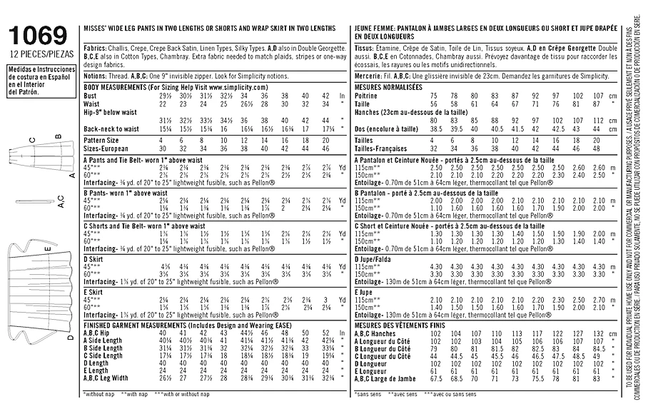 Simplicity Pattern 1069 Wide Leg Pants Or Shorts And Skirts In 2 Lengths 4 Simplicity Pattern 1069 Wide Leg Pants Or Shorts And Skirts In 2 Lengths - Image 4