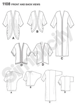 Simplicity Pattern 1108 Misses' Kimono's In Different Styles -Jaycotts Shop 1108 FBV
