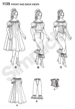 Simplicity Pattern 1139 Misses' Civil War Undergarments -Jaycotts Shop 1139 FBV