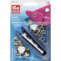 Prym 390120 Pk Of 9 Silver Press Fasteners 10mm Jersey