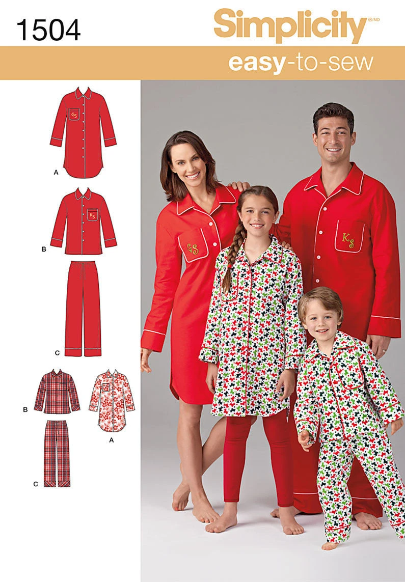 Simplicity Pattern 1504 Child's, Teens' And Adults' Loungewear | Easy 2 Simplicity Pattern 1504 Child's, Teens' And Adults' Loungewear | Easy - Image 2
