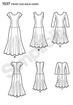 Simplicity Pattern 1537 Misses' And Plus Size Dress In 3 Lengths -Jaycotts Shop 1537 FBV