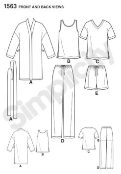 Simplicity Pattern 1563 Misses', Men's Teens' Sleepwear -Jaycotts Shop 1563 FBV