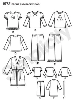 Simplicity Pattern 1573 Toddlers' And Child's Robe, Pants -Jaycotts Shop 1573 FBV