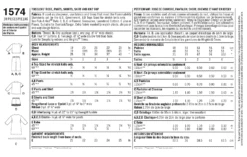 Simplicity Pattern 1574 Toddlers' And Child's Robe, Pants, And Knit Tops. -Jaycotts Shop 1574 env back