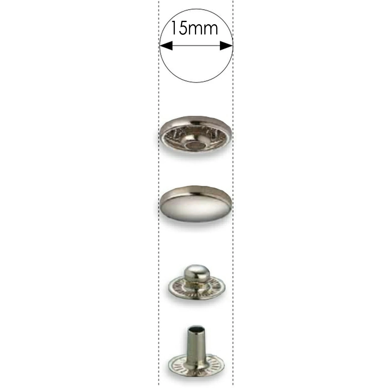 Prym 390260 Box Of 100 Silver Press Fasteners 15mm Medium 2 Prym 390260 Box Of 100 Silver Press Fasteners 15mm Medium - Image 2