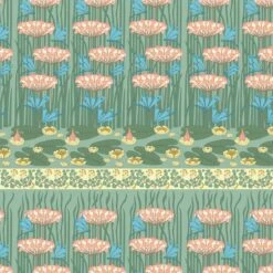 Art Nouveau V&A Organic Cotton Fabric, Dragonfly Pond