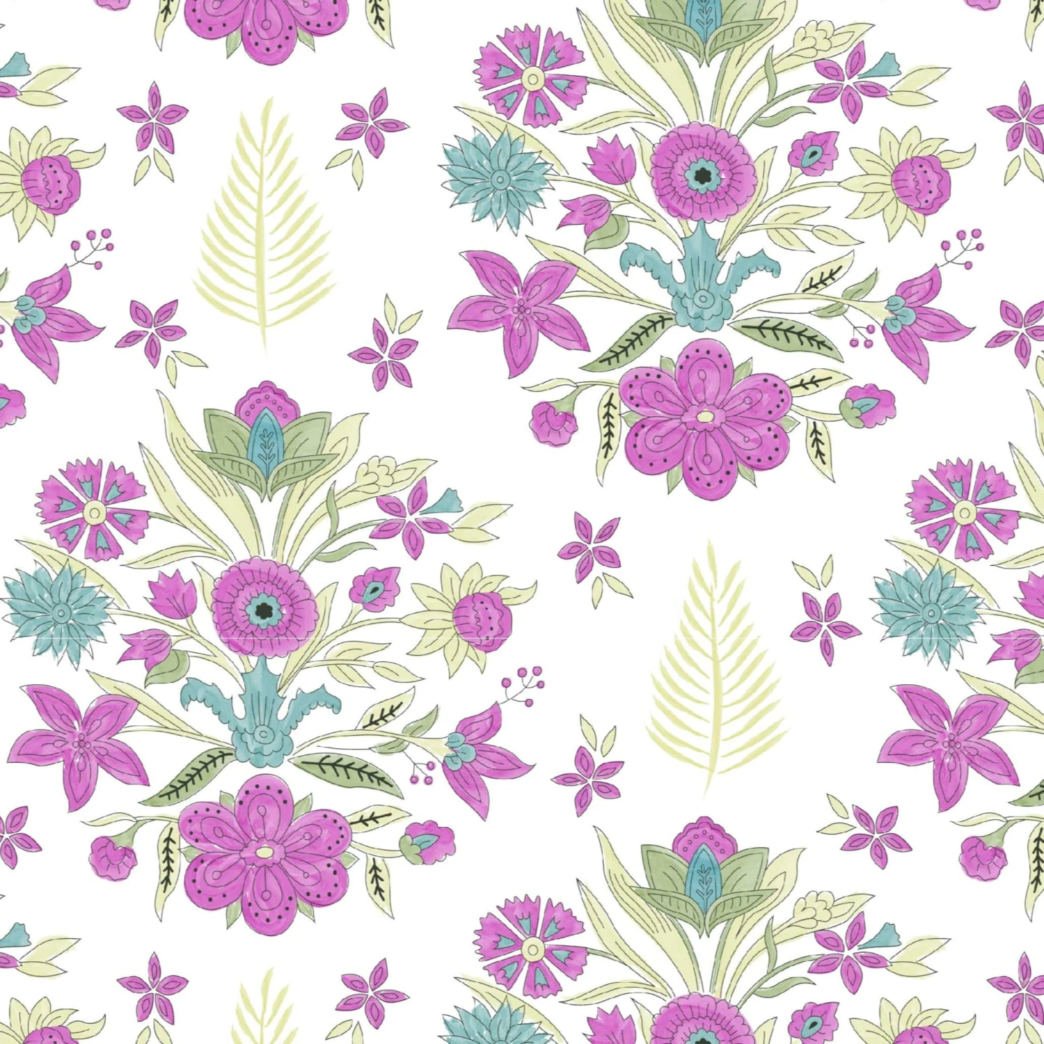 Elephant Festival Organic Cotton Fabric, Stencil Flower 1 Elephant Festival Organic Cotton Fabric, Stencil Flower