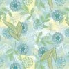 Elephant Festival Organic Cotton Fabric, Painted Flower Turq