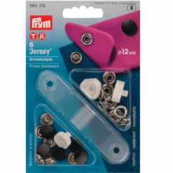 Prym 390170 Pack Of 6 Black Press Fasteners 12mm Jersey