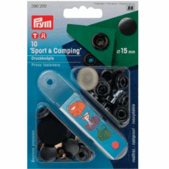 Prym 390200 Pack Of 10 Black Press Fasteners 15mm Heavy