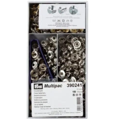 Prym 390241 Pack Of 100 Silver Press Fasteners 15mm Heavy