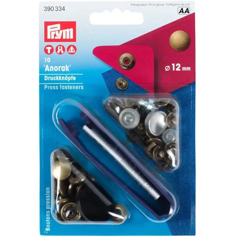 Prym 390334 Pk 10 Antique Brass Press Fasteners 12mm Medium 1 Prym 390334 Pk 10 Antique Brass Press Fasteners 12mm Medium