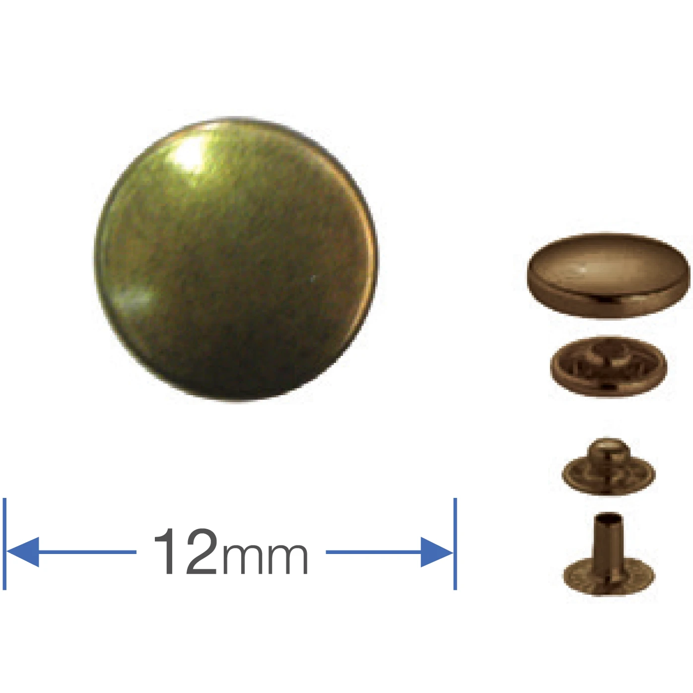 Prym 390334 Pk 10 Antique Brass Press Fasteners 12mm Medium 3 Prym 390334 Pk 10 Antique Brass Press Fasteners 12mm Medium - Image 3