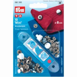 Prym 390360 Pack Of 10 Silver Press Fasteners 8mm Mini