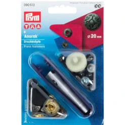 Prym 390513 Pk Of 6 Antique Silver Fasteners 20mm Medium