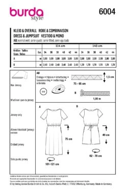 Burda Style Pattern 6004 Outerwear Dress / Jumpsuit -Jaycotts Shop 6004 back envelope EU