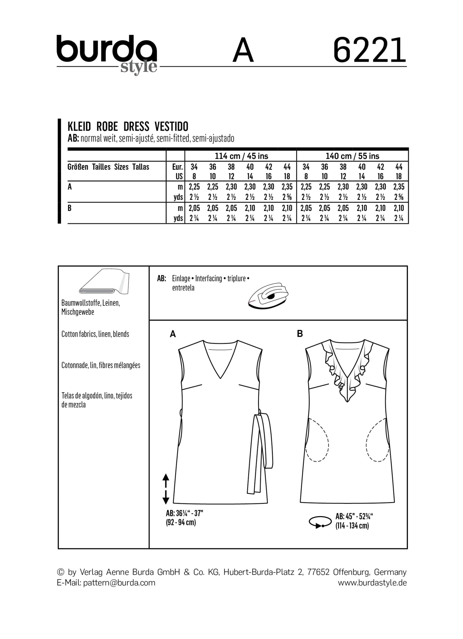 Burda 6221 Sleeveless Dress With V-Neck Sewing Pattern 8 Burda 6221 Sleeveless Dress With V-Neck Sewing Pattern - Image 8