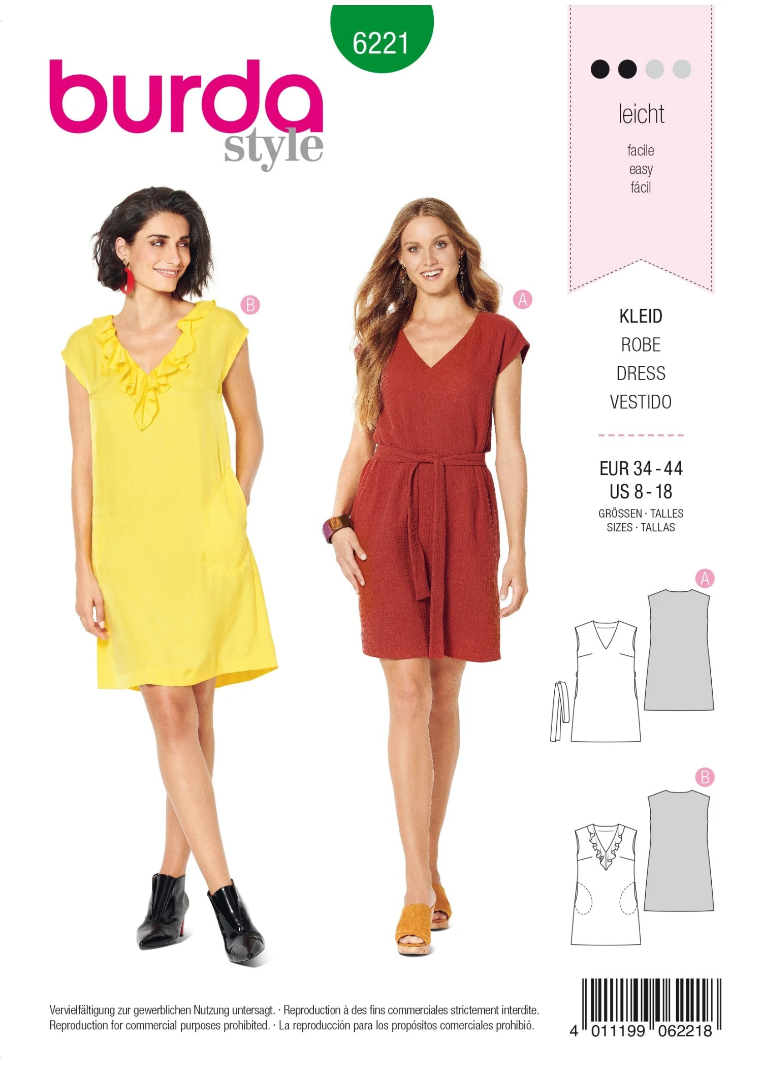 Burda 6221 Sleeveless Dress With V-Neck Sewing Pattern 2 Burda 6221 Sleeveless Dress With V-Neck Sewing Pattern - Image 2