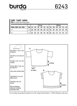 Burda 6243 Top With Boxy Shape Sewing Pattern 14 Burda 6243 Top With Boxy Shape Sewing Pattern -Jaycotts Shop 6243 back envelope EU