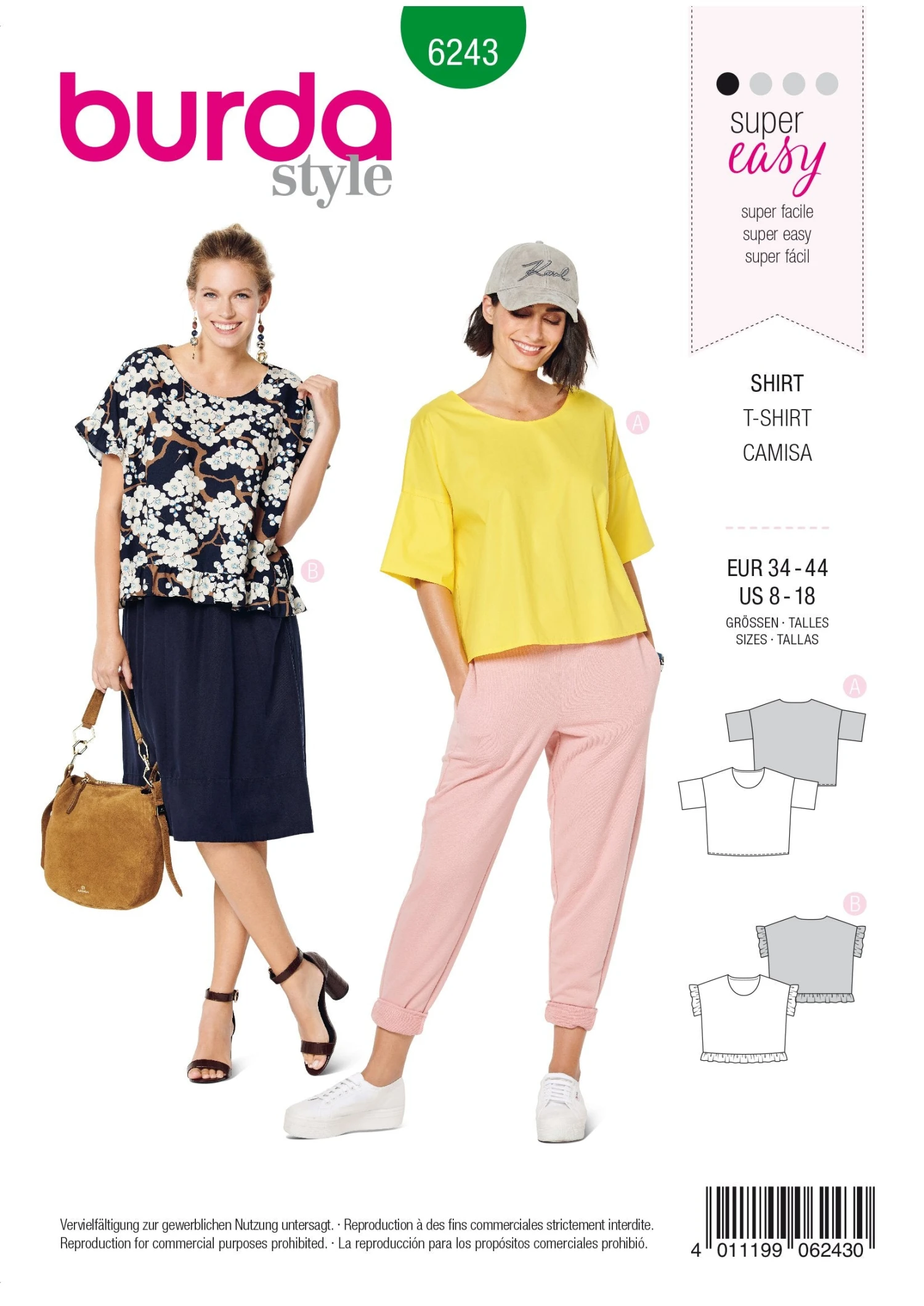 Burda 6243 Top With Boxy Shape Sewing Pattern 2 Burda 6243 Top With Boxy Shape Sewing Pattern - Image 2