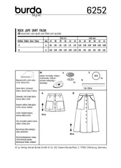 Burda 6252 Skirts Sewing Pattern -Jaycotts Shop 6252 burda