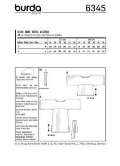 Burda 6345 Misses' Dress And Tops Sewing Pattern -Jaycotts Shop 6345 back envelope EU