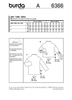 Burda 6366 Women's Easy Tops Sewing Pattern -Jaycotts Shop 6366 back envelope US