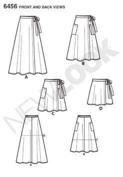 New Look NL6456 Misses' Easy Wrap Skirts In Four Lengths -Jaycotts Shop 6456 FBV