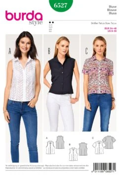Burda 6527 Misses’ Stand Collar Blouse Sewing Pattern