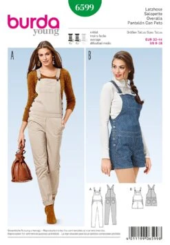 Burda 6599 Dungarees Pattern -Jaycotts Shop 6599 YSB