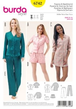 Burda 6742 Misses Sleepwear Sewing Pattern