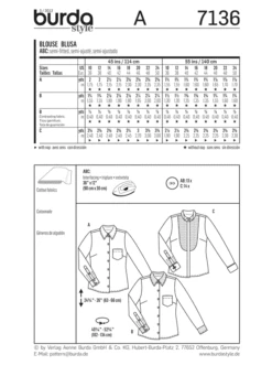 Burda 7136 Blouse Sewing Pattern -Jaycotts Shop 7136 back envelopec