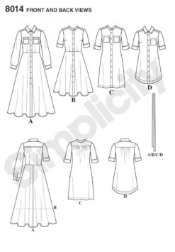 Simplicity Pattern 8014 Vintage Shirt Dress -Jaycotts Shop 8014 FBV