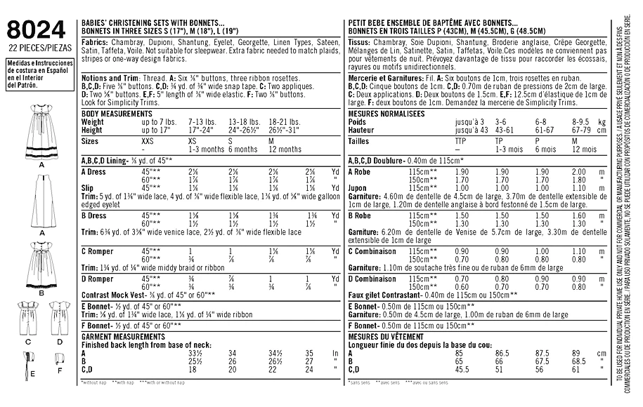 Simplicity Pattern 8024 Classic Christening Gowns Pattern 5 Simplicity Pattern 8024 Classic Christening Gowns Pattern - Image 5