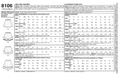 Simplicity Pattern 8106 Childs Skirt Pattern -Jaycotts Shop 8106 env back