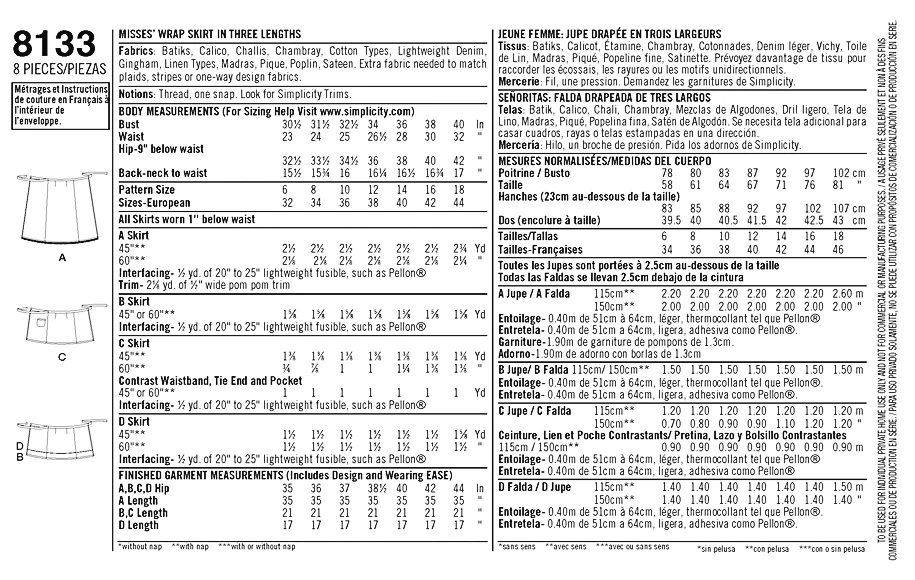 Simplicity Pattern 8133 Learn To Sew Skirt Pattern For Miss 4 Simplicity Pattern 8133 Learn To Sew Skirt Pattern For Miss - Image 4