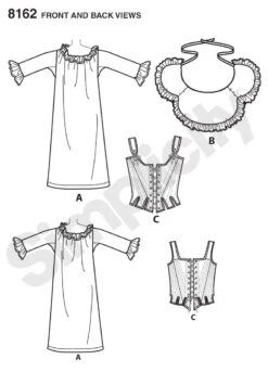 Simplicity Pattern 8162 18th Century Undergarments Pattern -Jaycotts Shop 8162 FBV