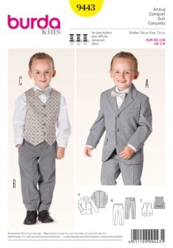 Burda 9443 Boys' Suit Sewing Pattern