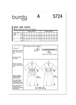 Burda Style Sewing Pattern 5724 Misses' Wrap Midi Dress -Jaycotts Shop B5724 envelope back