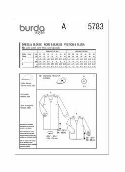 Burda Style Pattern 5783 Misses' Dress And Blouse -Jaycotts Shop B5783 envelope back