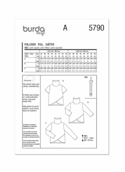 Burda Style Pattern 5790 Misses' Tops -Jaycotts Shop B5790 envelope back