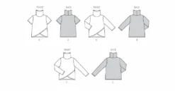 Burda Style Pattern 5790 Misses' Tops -Jaycotts Shop B5790 line art