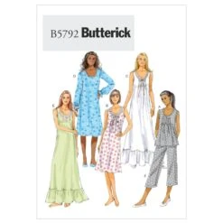 Butterick 5792 Misses' Nightwear Pattern Top, Gown And Pants