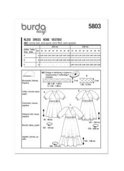 Burda Style 5803 Easy To Sew Dress Pattern -Jaycotts Shop B5803 envelope back