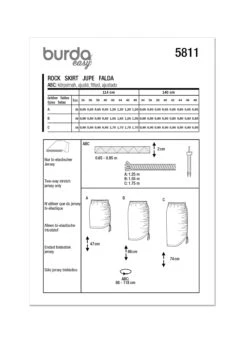 Burda Style 5811 Easy Sew Summer Skirt Pattern -Jaycotts Shop B5811 envelope back