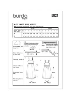Burda Style Pattern 5821 Misses' Dress -Jaycotts Shop B5821 envelope back