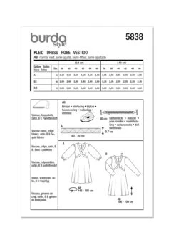Burda Style Pattern 5838 Misses' Dress 12 Burda Style Pattern 5838 Misses' Dress -Jaycotts Shop B5838 envelope back