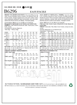 Butterick 6296 Ladies Pyjamas Pattern -Jaycotts Shop B6296 1